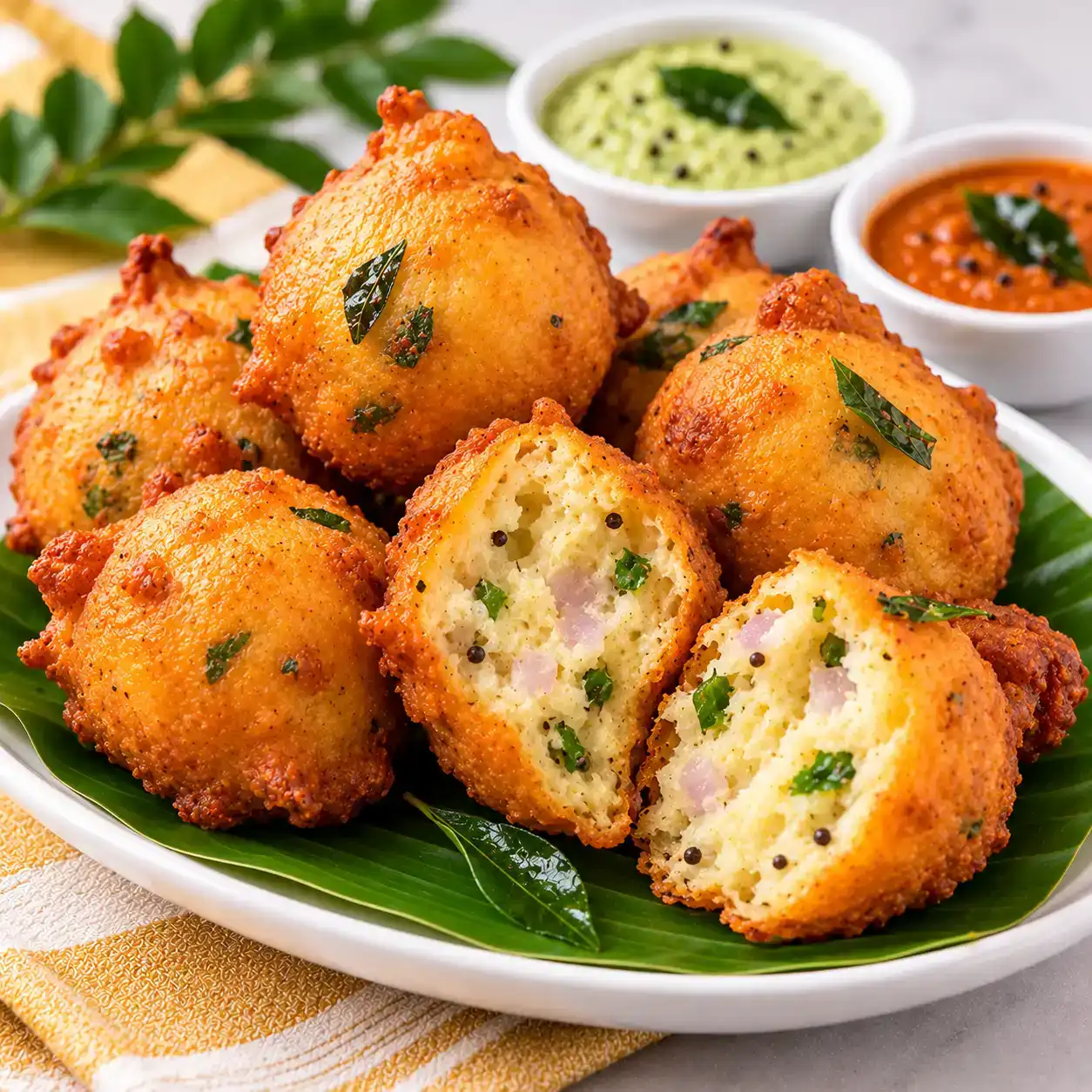 Mysore Bonda — Soft, crisp-edged South Indian fritter with a mildly spiced flavor at Apna Bazar Kitchen